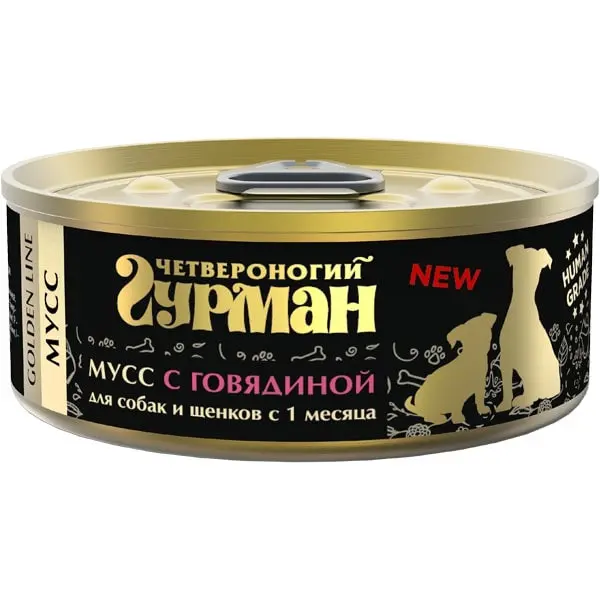 Четвероногий гурман голден мусс с говядиной для собак и щенков 100гр в интернет-зоомагазине Pets Room