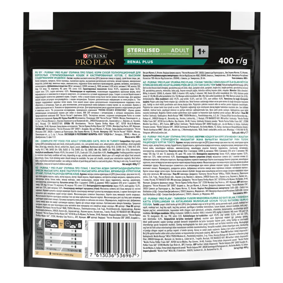 Pro plan cat adult sterilised сухой корм для стерилизованных кошек с индейкой - 400 г в интернет-зоомагазине Pets Room