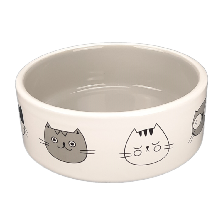 Миска керамическая "коты" серая (0,28 л.) (10702070/270524/5015052) в интернет-зоомагазине Pets Room