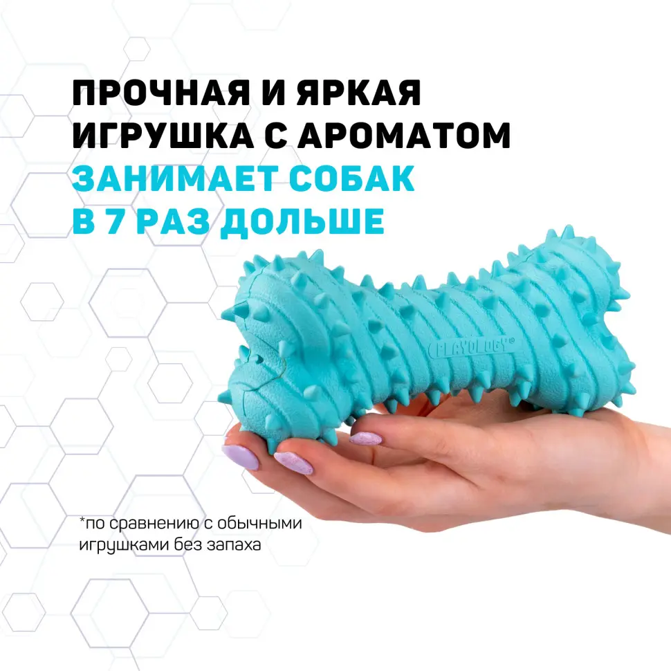 Playology puppy teething bone дентальная хрустящая жевательная косточка для щенков с ароматом арахиса, голубой в интернет-зоомагазине Pets Room