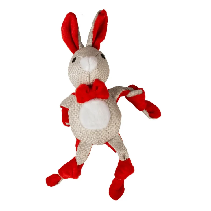 Duvo+ игрушка для собак мягкая "новогодний кролик", бежево-красный, 31х14х8см! в интернет-зоомагазине Pets Room