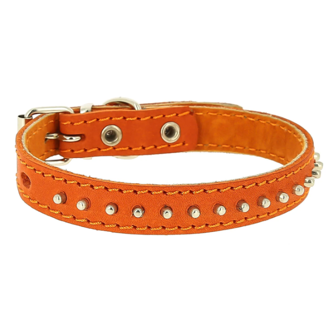 Ошейник кожаный двойной с шипами-ёж 20 мм (обхв.шеи 27-35см) в интернет-зоомагазине Pets Room
