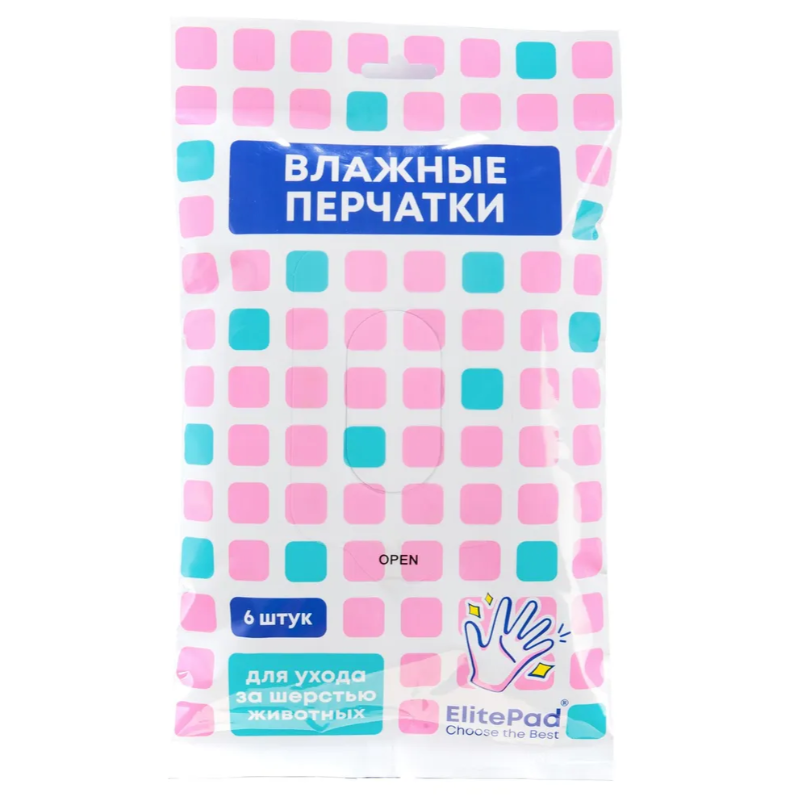 Elitepad влажные салфетки - перчатки для ухода за животными, 6шт в интернет-зоомагазине Pets Room