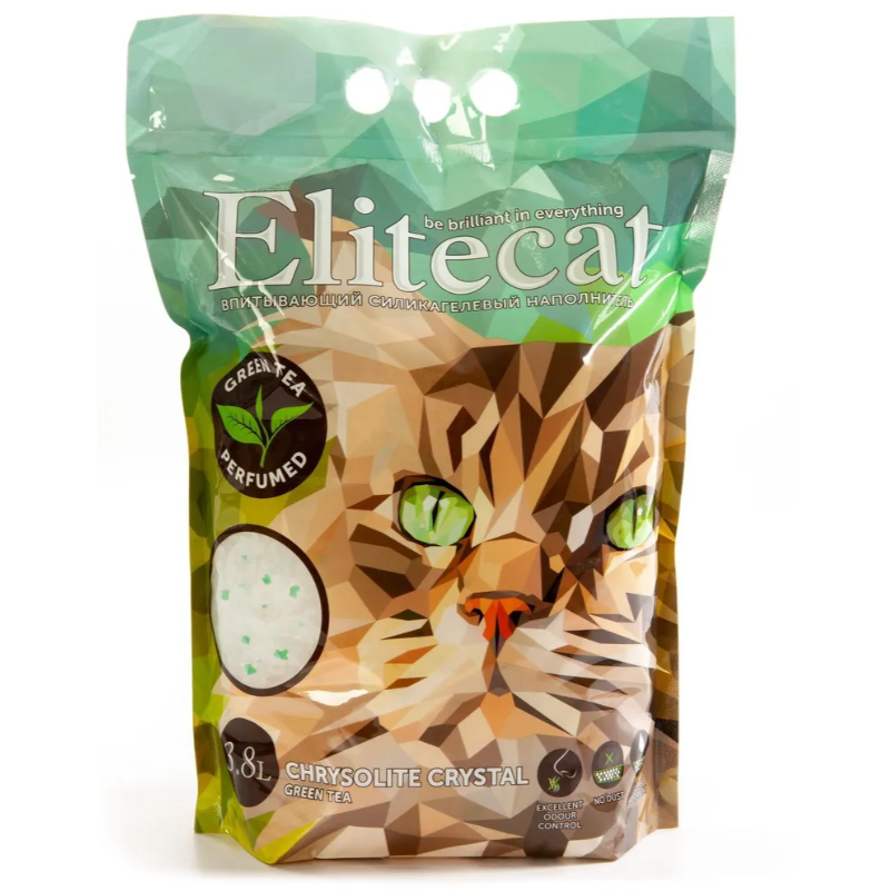 Elitecat наполнитель впитывающий силикагель "chrysolite green tea", 3.8л в интернет-зоомагазине Pets Room