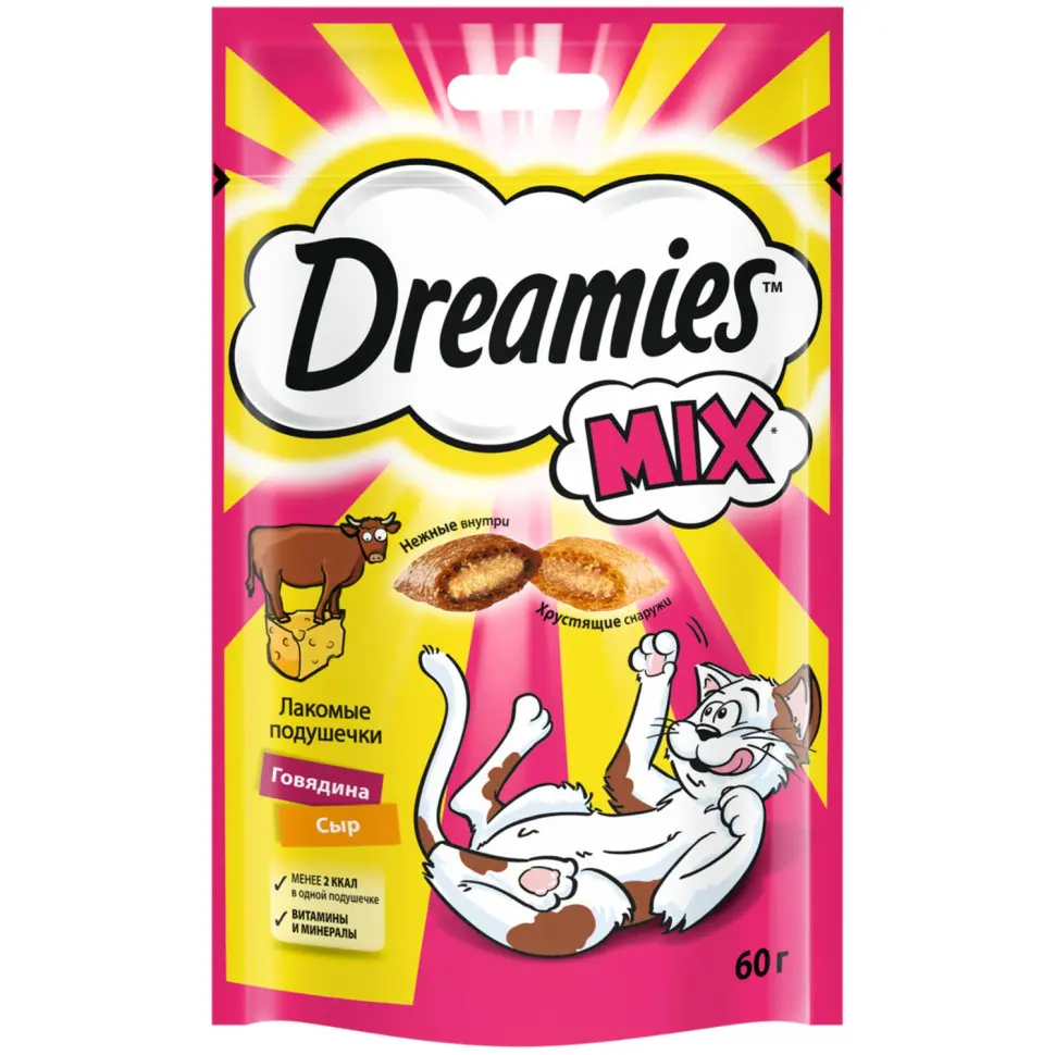 Dreamies mix лакомство для кошек с говядиной и сыром - 60 г в интернет-зоомагазине Pets Room