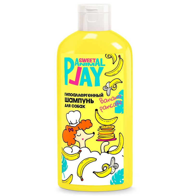 Animal play sweet гипоаллергенный 300 мл шампунь для собак и кошек банановый панкейк в интернет-зоомагазине Pets Room