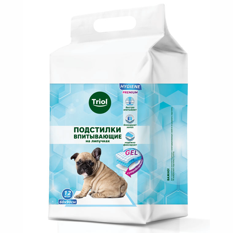Подстилки впитывающие на липучках, 600*900мм (уп.12шт.), серия hygiene, triol в интернет-зоомагазине Pets Room