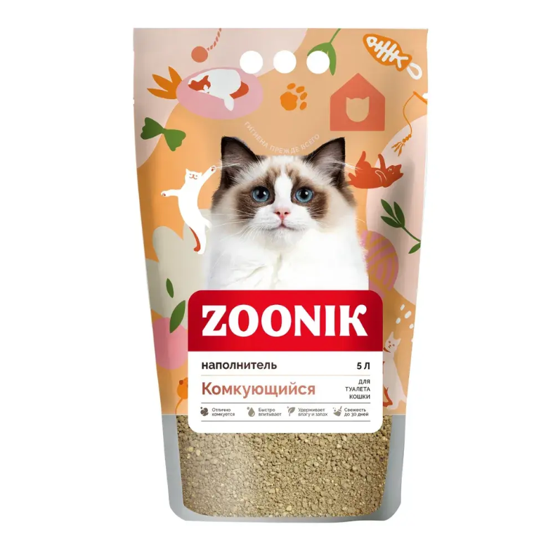 Zoonik 5 л комкующийся наполнитель для кошачьих туалетов в интернет-зоомагазине Pets Room
