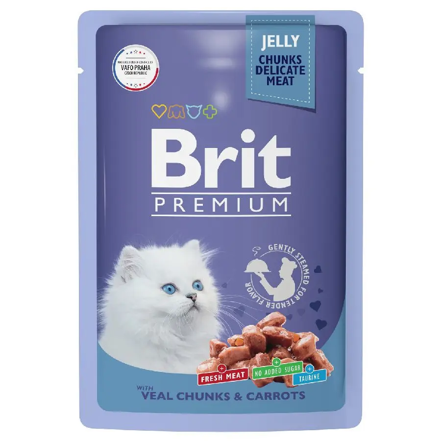 Brit premium, пауч для котят, телятина и морковь в желе, 85г в интернет-зоомагазине Pets Room