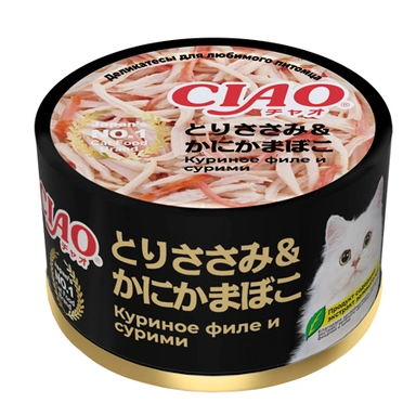 Inaba ciao can влажный корм куриное филе и сурими. дополнительный рацион для кошек 85г в интернет-зоомагазине Pets Room