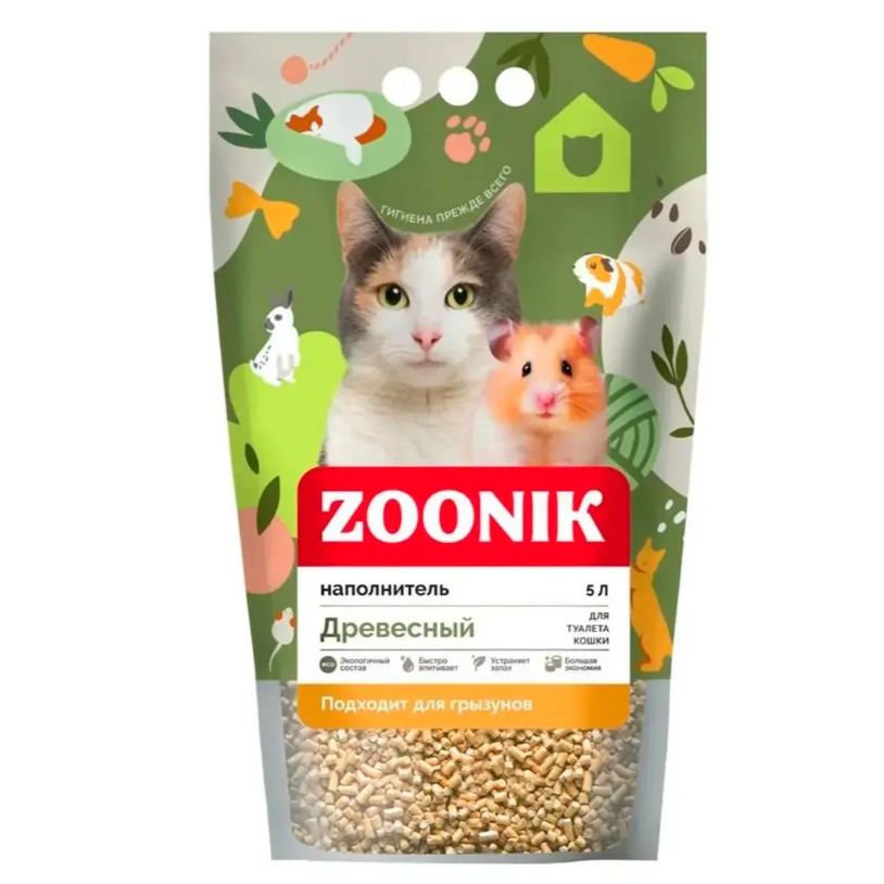 Zoonik 5 л древесный наполнитель для кошачьих туалетов в интернет-зоомагазине Pets Room