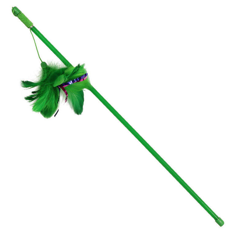 Игрушка-дразнилка для кошек "зеленые перья", 100/500мм, triol в интернет-зоомагазине Pets Room