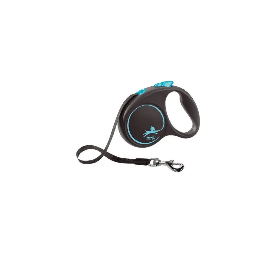 Flexi black design tape s поводок-рулетка для собак, голубая 5 м, до 15 кг в интернет-зоомагазине Pets Room