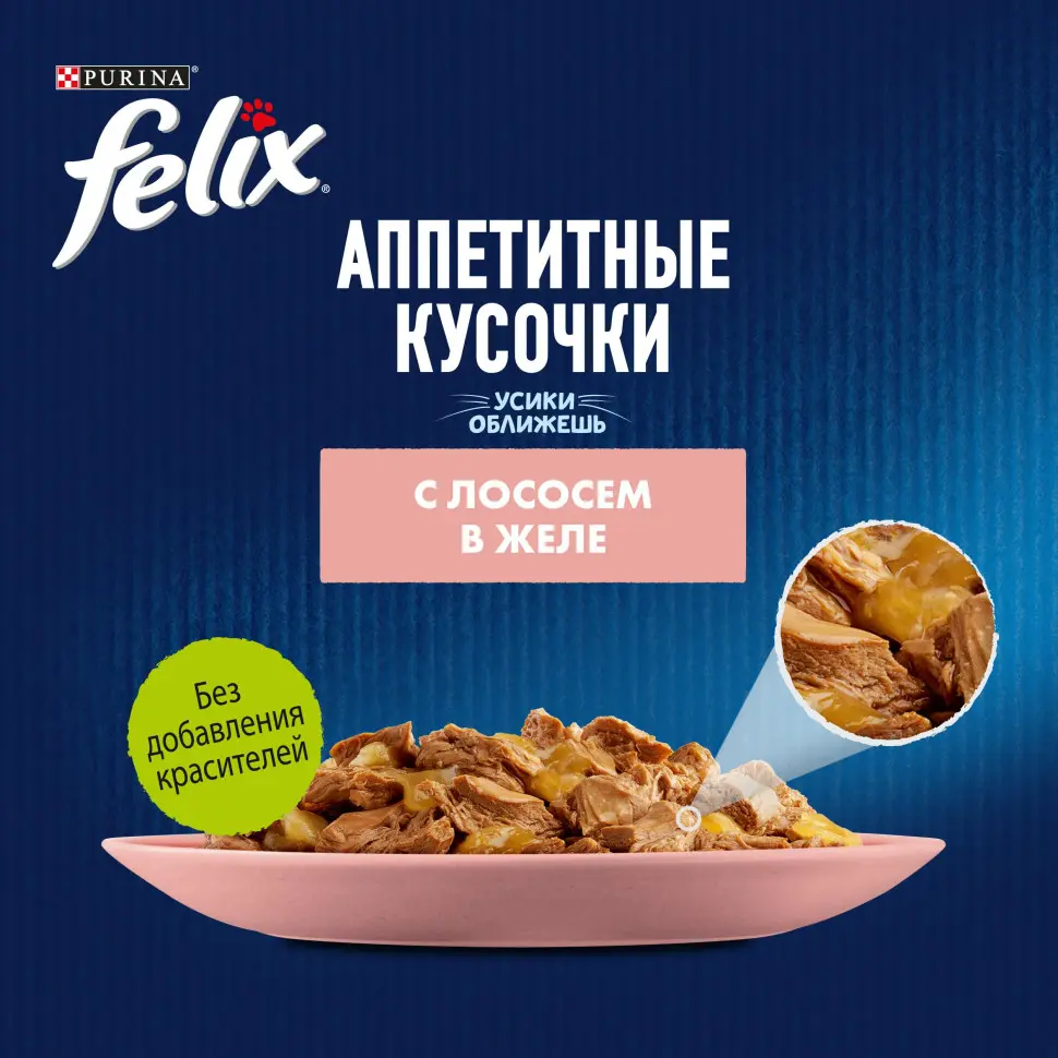 Felix влажный корм для кошек аппетитные кусочки с лососем пауч 75 г в интернет-зоомагазине Pets Room