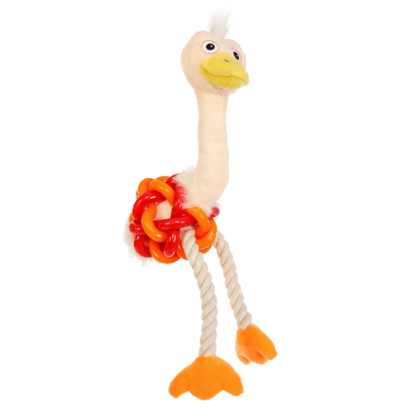 Zoozoozoo игрушка для собак комбинированная "страус мини", бежево-оранжевая, 22х15х7см в интернет-зоомагазине Pets Room