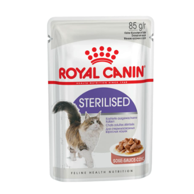 Royal canin sterilised 85 г пауч влажный корм мелкие кусочки в соусе для стерилизованных кошек в интернет-зоомагазине Pets Room