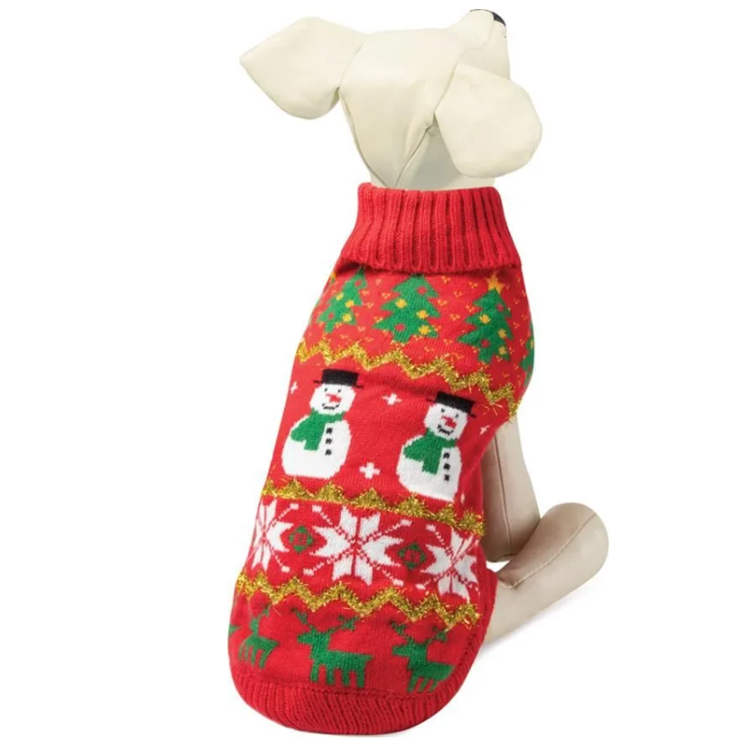 Свитер "снеговик" xl, красный, размер 40см, серия new year, triol в интернет-зоомагазине Pets Room