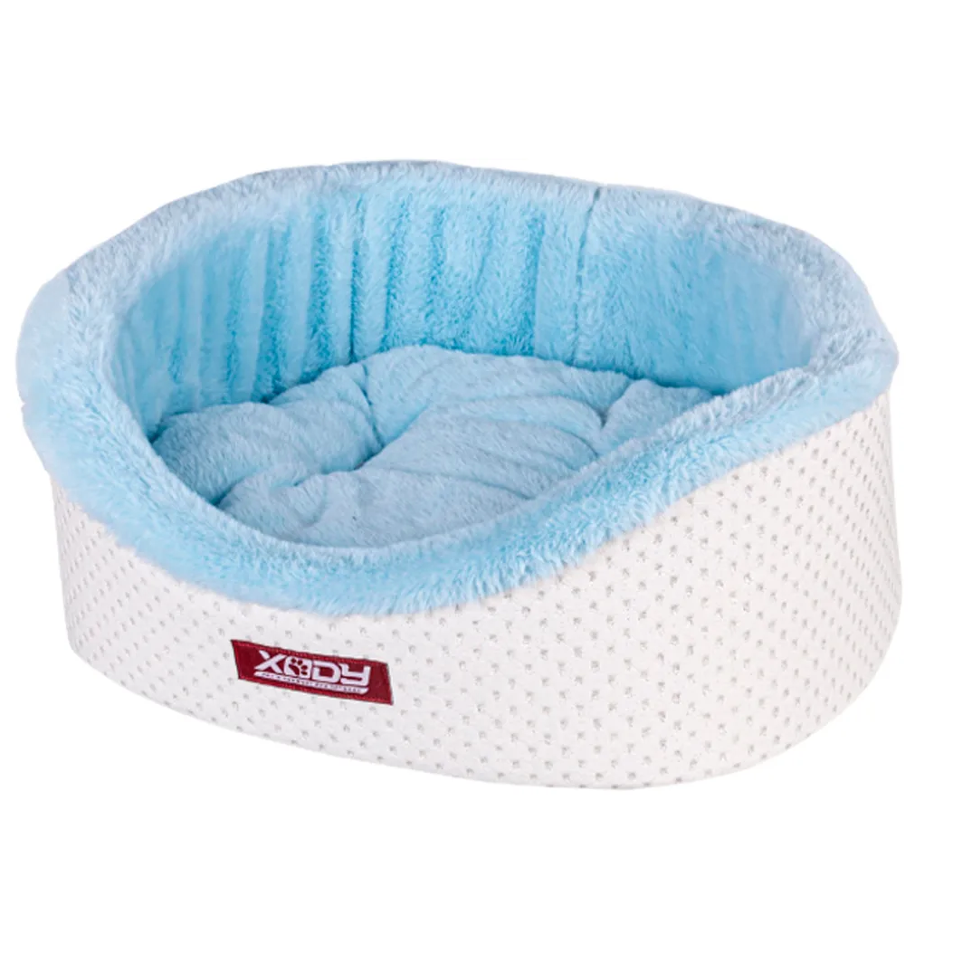 Лежак премиум (пунто) №0 белый/голубой в интернет-зоомагазине Pets Room