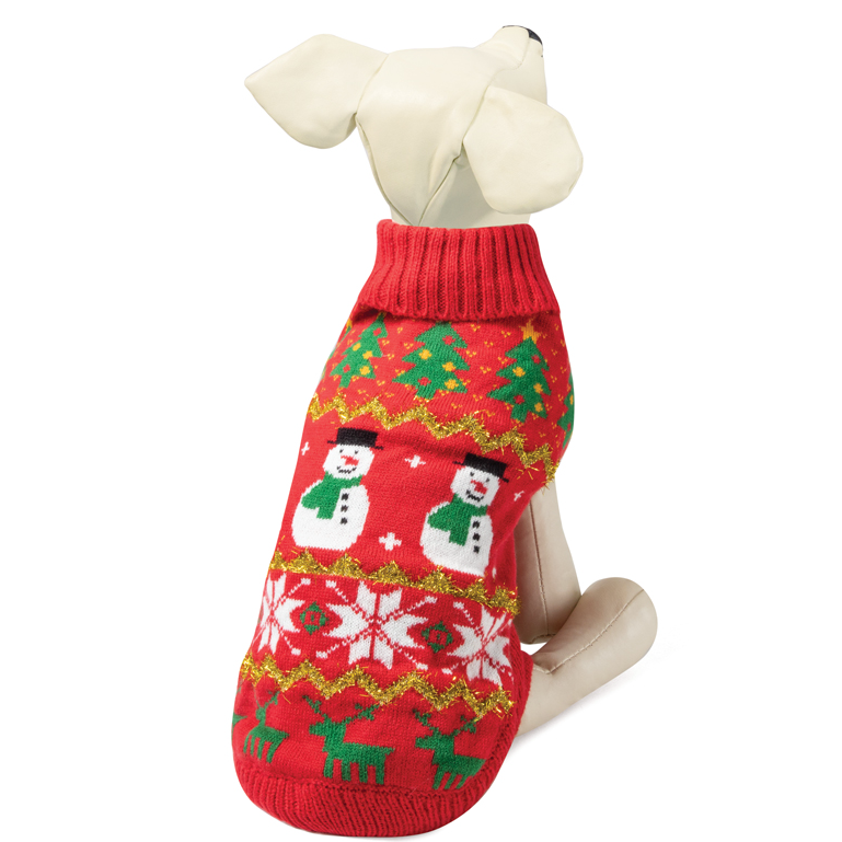 Свитер "снеговик" xxl, красный, размер 45см, серия new year, triol в интернет-зоомагазине Pets Room
