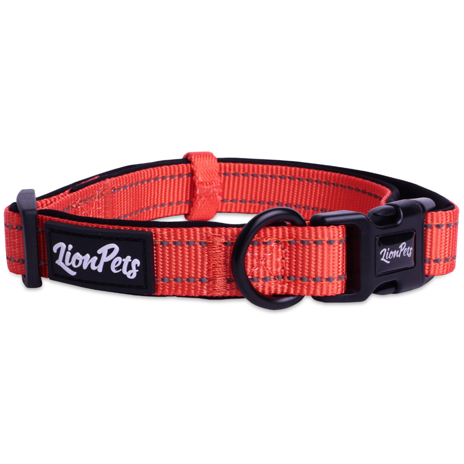 Ошейник для собак lionpets из полиэстера с неопреном и светоотражающими полосками lpo-00510-2 (обхват 40-65 см, ширина 2,5 см) в интернет-зоомагазине Pets Room