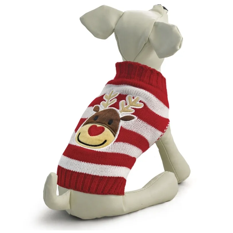 Свитер "оленёнок" xxl, красно-белый, размер 45см, triol в интернет-зоомагазине Pets Room