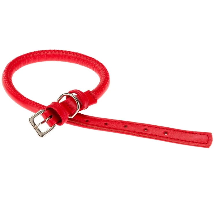 Ошейник vogue cord cf10/48 из натуральной кожи, круглое сечение, красный в интернет-зоомагазине Pets Room