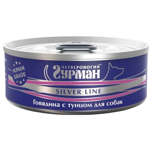 Четвероногий гурман "серебряная линия" кон.д/собак говядина с тунцом 100гр в интернет-зоомагазине Pets Room