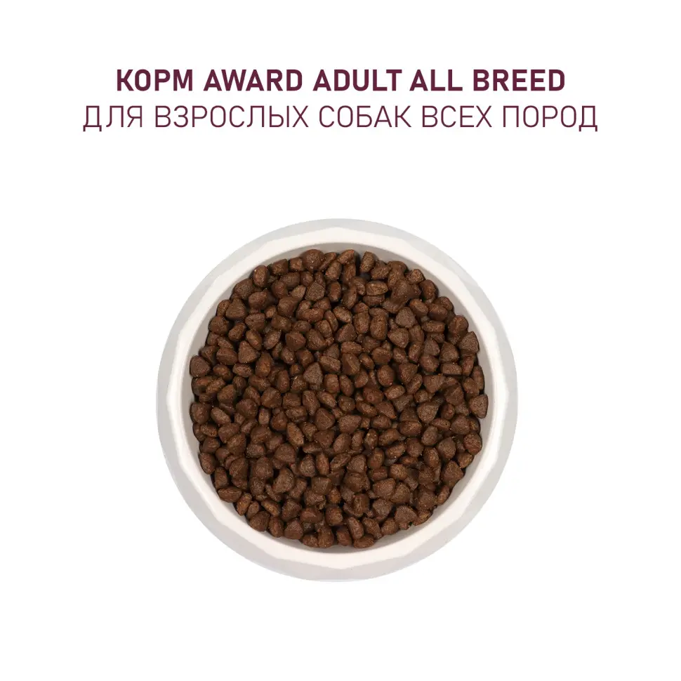 Award сухой корм для взрослых собак всех пород, с говядиной, курицей, брокколи и черникой - 2 кг в интернет-зоомагазине Pets Room