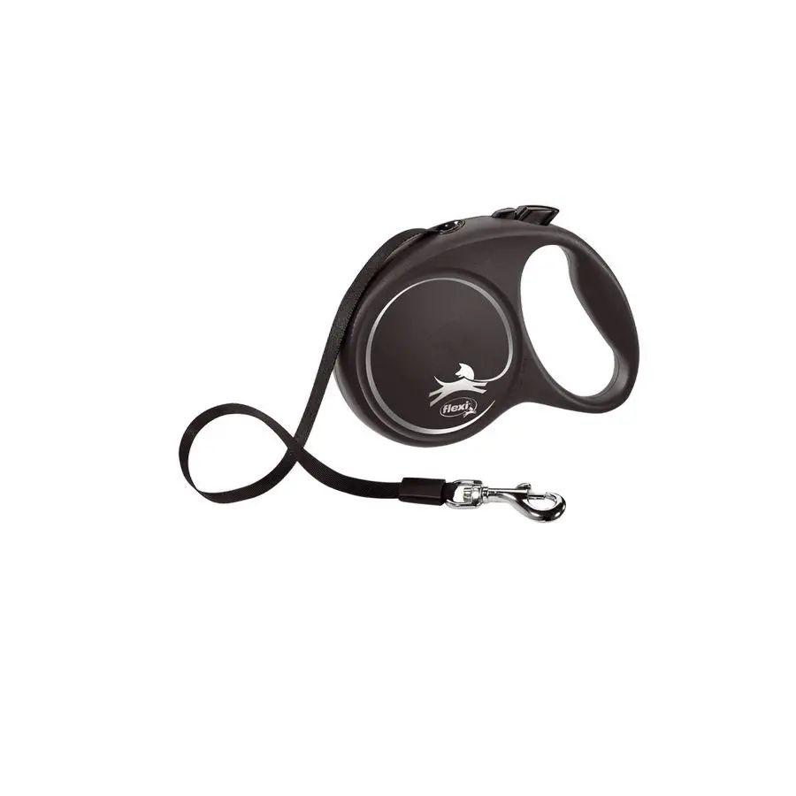 Flexi black design tape l поводок-рулетка для собак, черная 5 м, до 50 кг в интернет-зоомагазине Pets Room