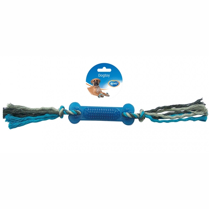 Duvo+ игрушка для собак резиновая  "кость с веревками", синяя, 45см в интернет-зоомагазине Pets Room