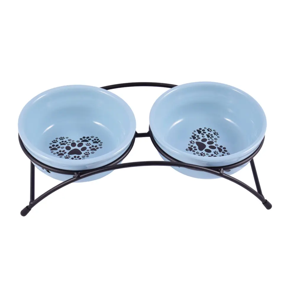 Mr.kranch миски на подставке для собак и кошек двойные, 2x290 мл, синие в интернет-зоомагазине Pets Room