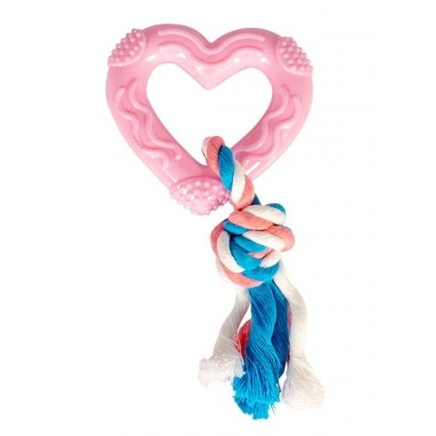 Duvo+ игрушка для собак резиновая "сердце c веревками", розовая, 7х1.5см в интернет-зоомагазине Pets Room