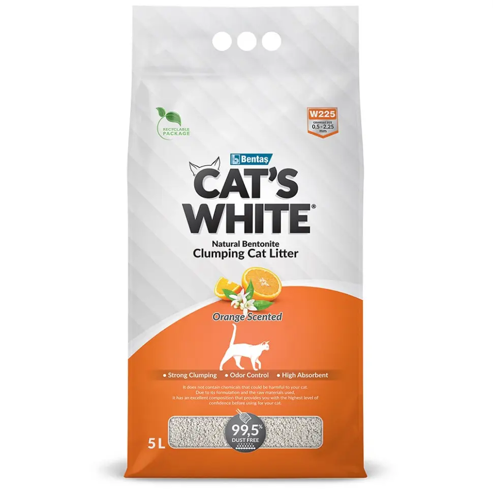 Cat's white orange наполнитель комкующийся для кошачьего туалета с ароматом апельсина - 5 л в интернет-зоомагазине Pets Room