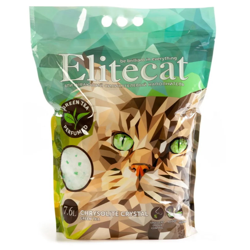 Elitecat наполнитель впитывающий силикагель "chrysolite green tea", 7.6л в интернет-зоомагазине Pets Room