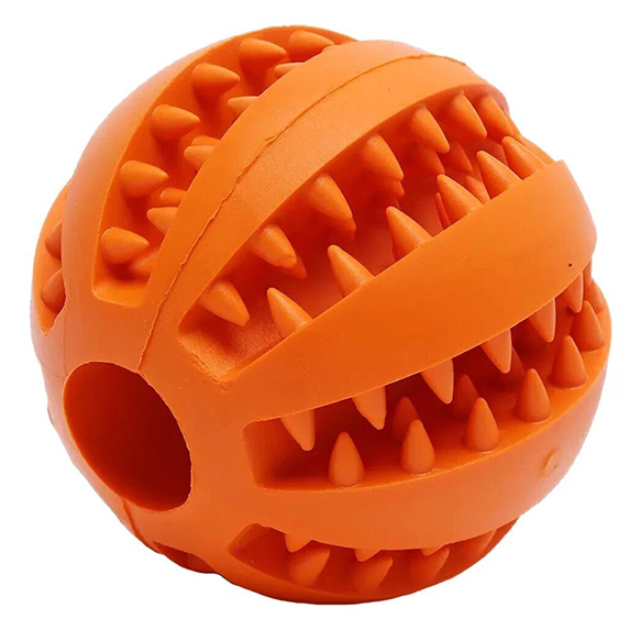 Игрушка мяч-зубочистка-кормушка (канат, 3 узла) m 6,5см rich breed ис-57 оранжевый в интернет-зоомагазине Pets Room