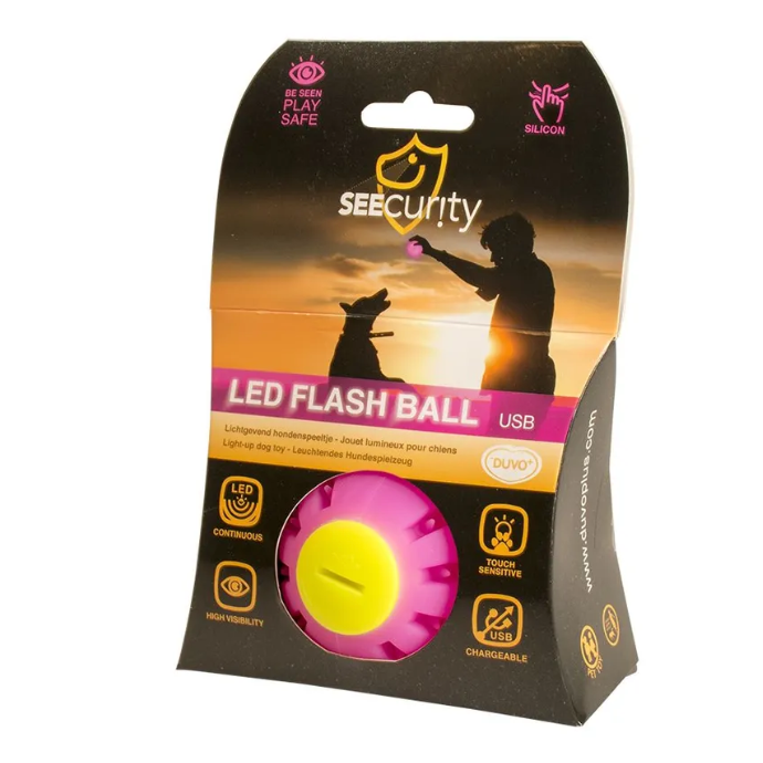 Duvo+ игрушка для собак интерактивная "мяч светящийся", розовый, 6.3см! в интернет-зоомагазине Pets Room
