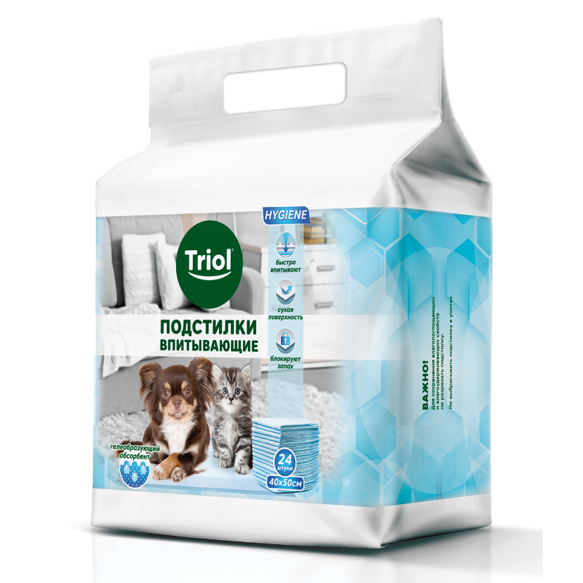 Подстилки впитывающие, 400*500мм (уп.24шт.), серия hygiene, triol в интернет-зоомагазине Pets Room