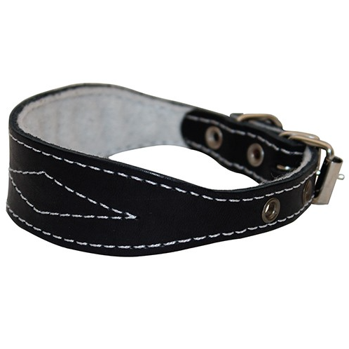 Ошейник кожаный д/левретки таксы прошитый двойной(спилок) обхват шеи 32-41 в интернет-зоомагазине Pets Room