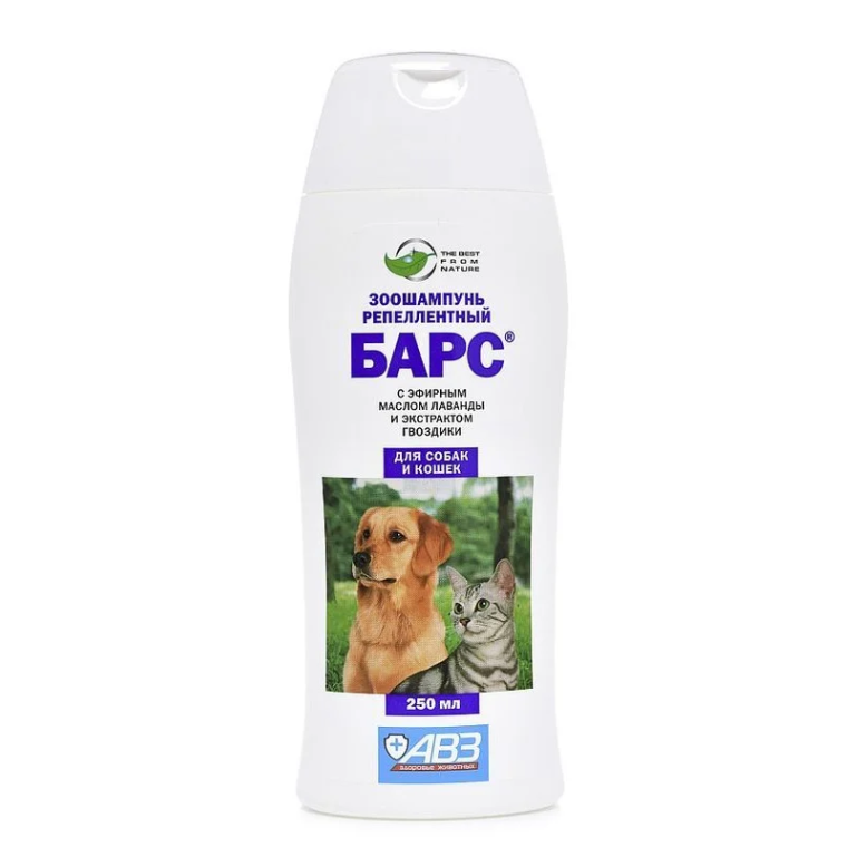 Авз барс 250 мл шампунь для собак и кошек репеллентный с эфирными маслами в интернет-зоомагазине Pets Room