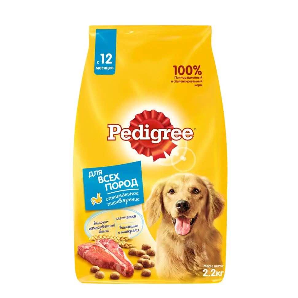 Pedigree сухой корм для взрослых собак всех пород с говядиной - 2,2 кг в интернет-зоомагазине Pets Room