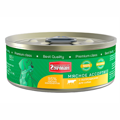 Четвероногий гурман кон.д/соб.мясное ассорти с потрошками 100г в интернет-зоомагазине Pets Room