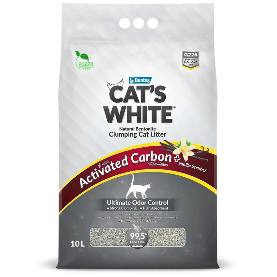 Cat's white activated carbon vanilla комкующийся наполнитель с активированным углем и ароматом ванили для кошачьего туалета - 10 л (8,5 кг) в интернет-зоомагазине Pets Room