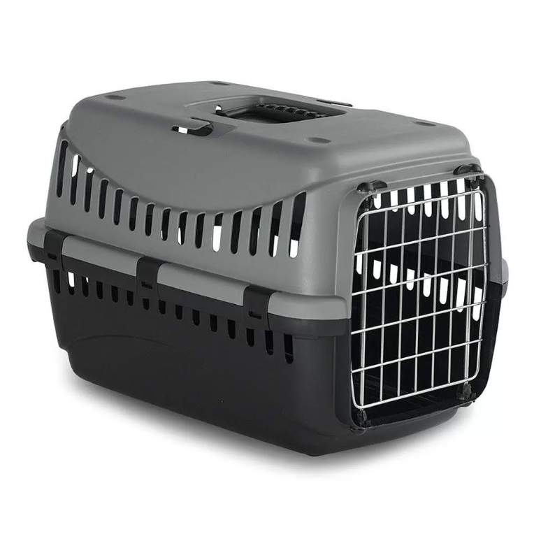 Duvo+ переноска пластиковая для животных до 8кг "gipsy eco", чёрно-серая, 58х38х38см в интернет-зоомагазине Pets Room