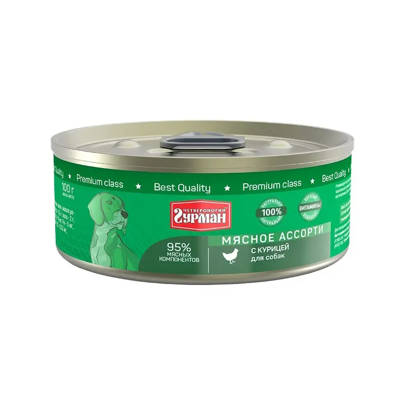 Четвероногий гурман кон.д/соб.мясное ассорти с курицей 100г в интернет-зоомагазине Pets Room