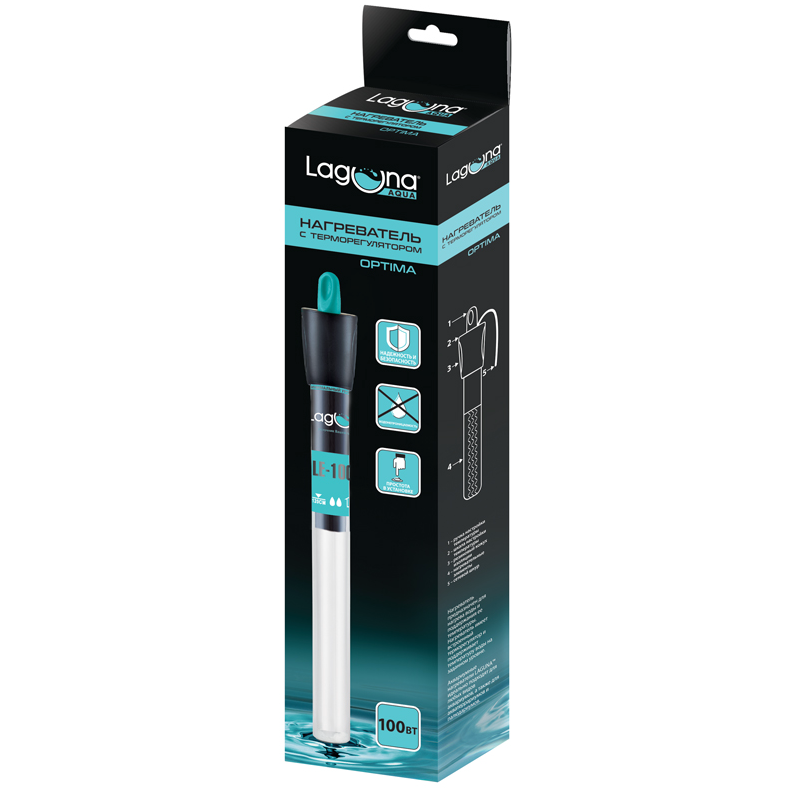 Нагреватель с керамическим греющим элементом optima le100w, 100вт, d22*240мм, laguna в интернет-зоомагазине Pets Room
