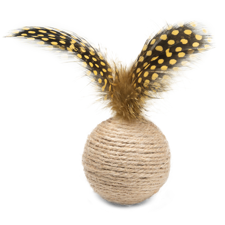 Игрушка для кошек из натуральных материалов  "шар с перьями", d50мм/100мм, серия natural, triol в интернет-зоомагазине Pets Room