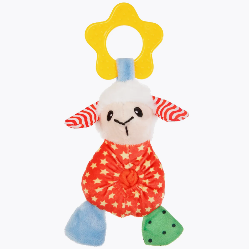 Zoozoozoo игрушка для собак мягкая "овечка лафи" с кольцом, комбинированная, разноцветная, 20см в интернет-зоомагазине Pets Room