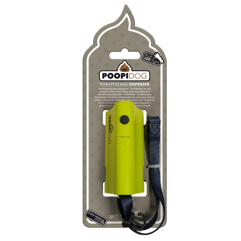 Duvo+ контейнер для гигиенических пакетов с фонариком, лайм, 8.5x4x6см в интернет-зоомагазине Pets Room