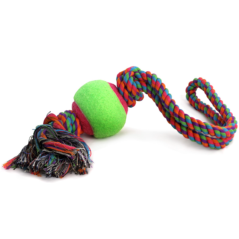 Игрушка для собак "верёвка с петлей, 2 узла и мяч", d65/450мм, triol в интернет-зоомагазине Pets Room
