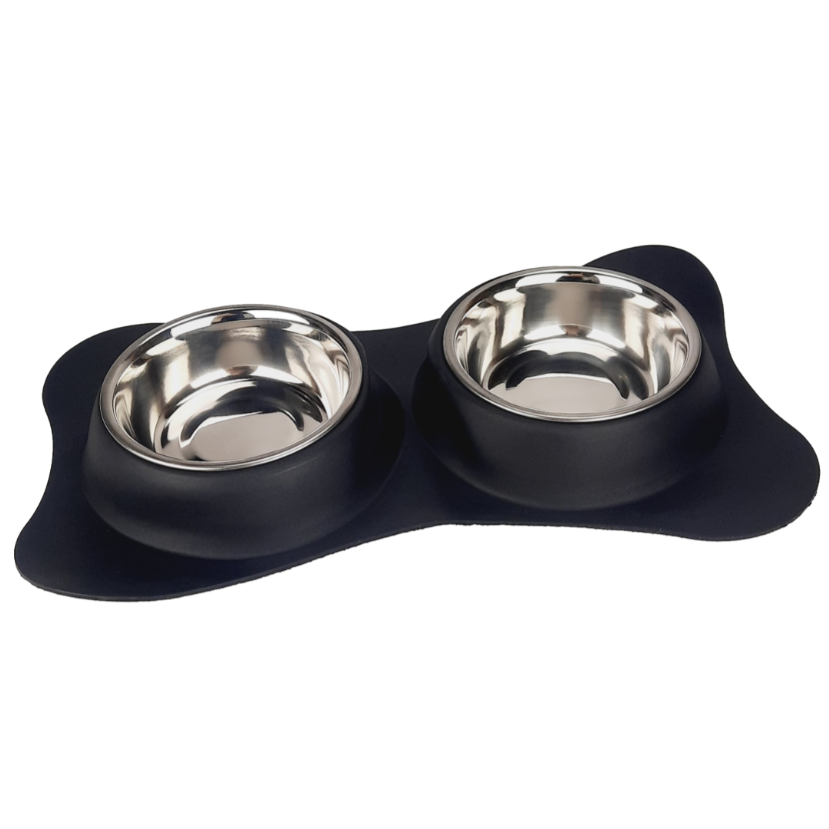 Миски на резиновом коврике «кость» 2х0,22 л. №1 (10228020/130923/5064016, индия ) в интернет-зоомагазине Pets Room